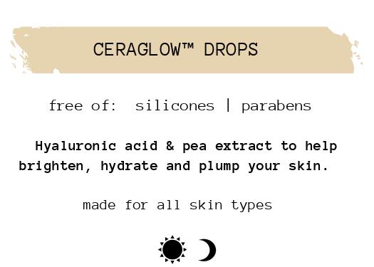 Free of: silicones and parabens. Hyaluronic acid & pea extract to help brighten, hydrate, and plump your skin. Made for all skin types